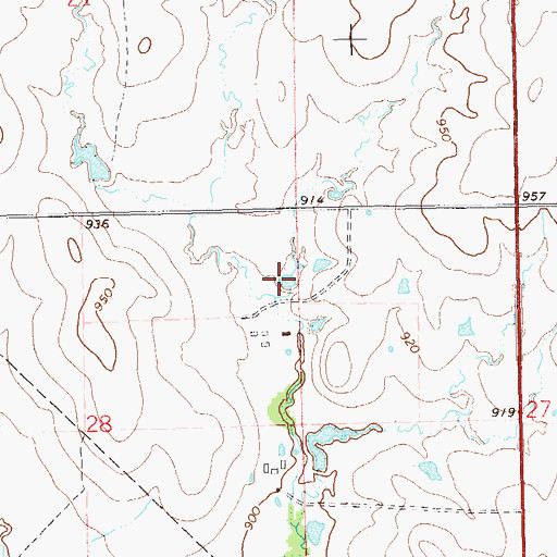 Topographic Map of Lower Red Rock Creek Site 3 Reservoir, OK