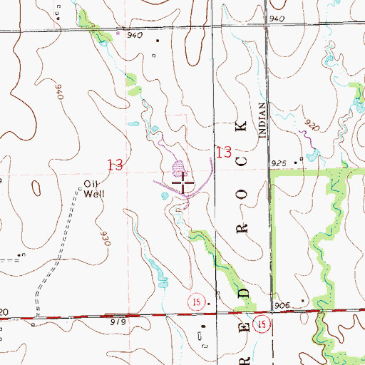 Topographic Map of Lower Red Rock Creek Site 13 Dam, OK