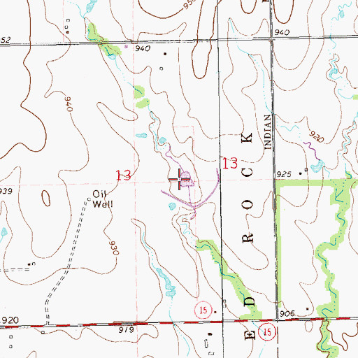 Topographic Map of Lower Red Rock Creek Site 13 Reservoir, OK