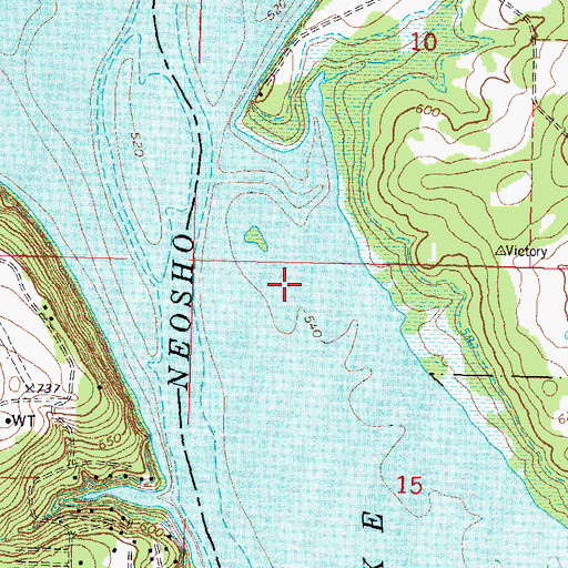 Topographic Map of Fort Gibson Lake, OK