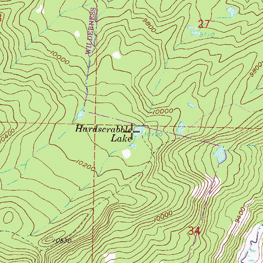 Topographic Map of Hardscrabble Lake, CO