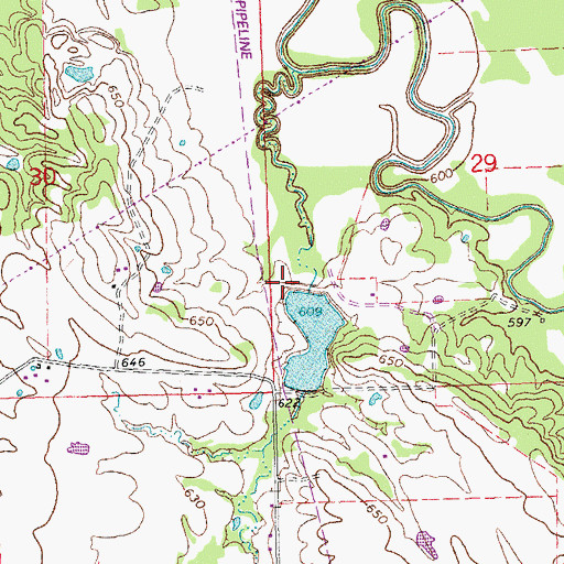 Topographic Map of Upper Clear Boggy Creek Site 1 Dam, OK