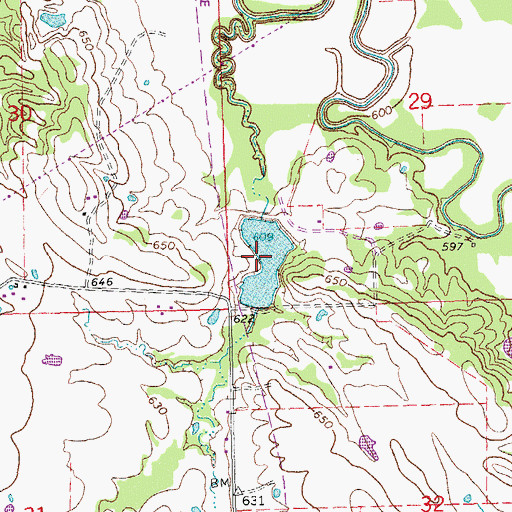 Topographic Map of Upper Clear Boggy Creek Site 1 Reservoir, OK