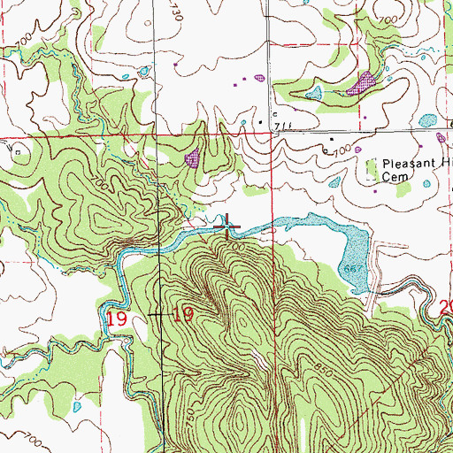 Topographic Map of Upper Clear Boggy Creek Site 8 Reservoir, OK