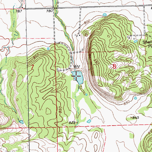 Topographic Map of Upper Clear Boggy Creek Site 10 Reservoir, OK