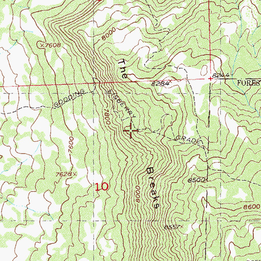 Topographic Map of The Breaks, CO
