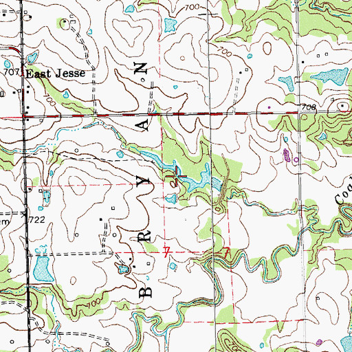 Topographic Map of Upper Clear Boggy Creek Site 20 Reservoir, OK