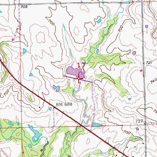Topographic Map of Upper Clear Boggy Creek Site 50 Dam, OK