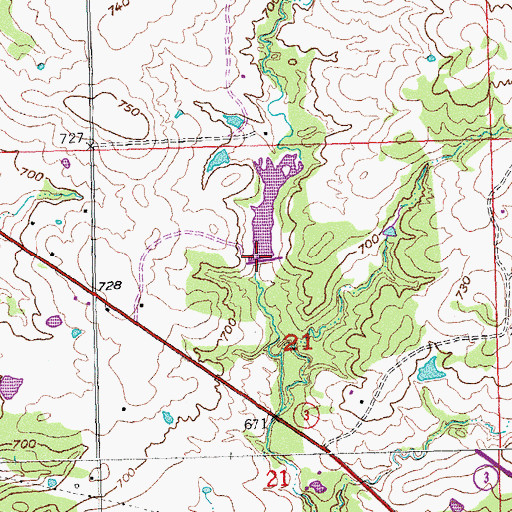 Topographic Map of Upper Clear Boggy Creek Site 52 Dam, OK