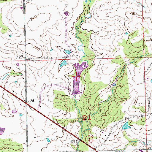 Topographic Map of Upper Clear Boggy Creek Site 52 Reservoir, OK