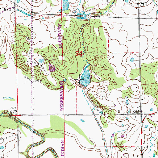 Topographic Map of Upper Clear Boggy Creek Site 53 Dam, OK