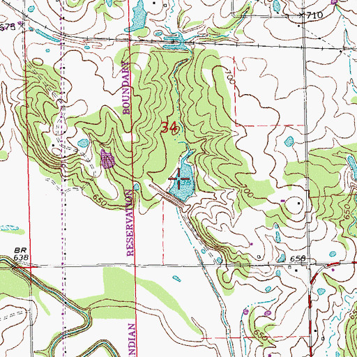 Topographic Map of Upper Clear Boggy Creek Site 53 Reservoir, OK