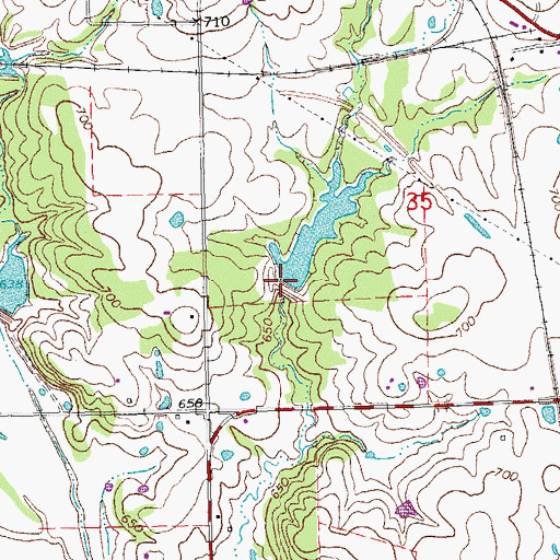 Topographic Map of Upper Clear Boggy Creek Site 54 Dam, OK