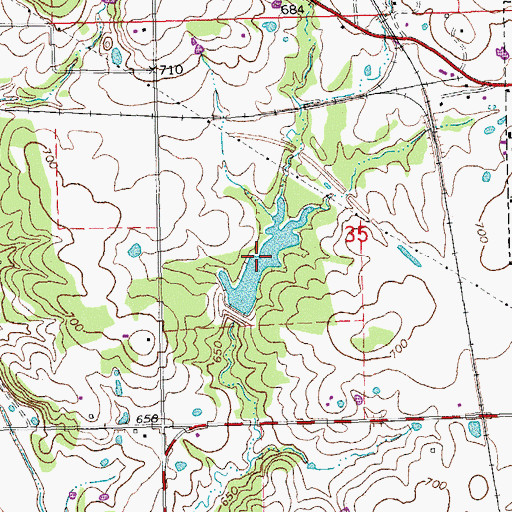 Topographic Map of Upper Clear Boggy Creek Site 54 Reservoir, OK