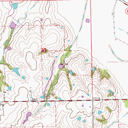 Topographic Map of Maysville Laterals Site L7 Dam, OK