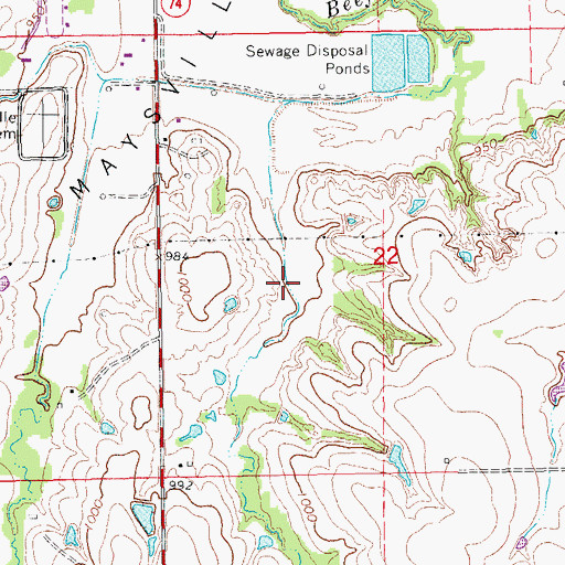 Topographic Map of Maysville Laterals Site B7 Reservoir, OK
