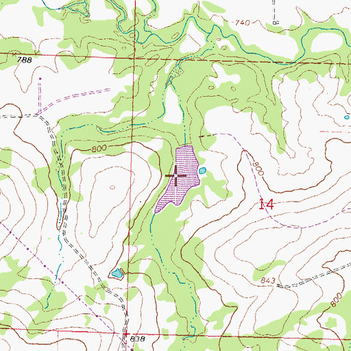 Topographic Map of Burshy Peaceable Creek Site 16 Reservoir, OK