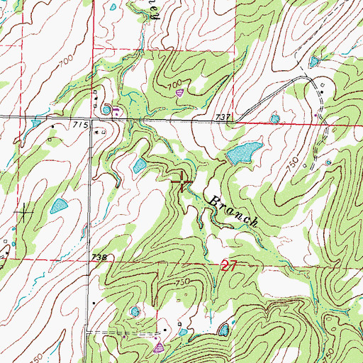 Topographic Map of Brushy Peaceable Creek Site 32 Dam, OK