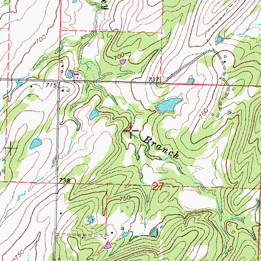 Topographic Map of Brushy Peaceable Creek Site 32 Reservoir, OK