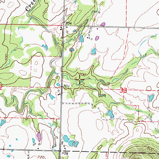 Topographic Map of Brushy Peaceable Creek Site 33 Reservoir, OK