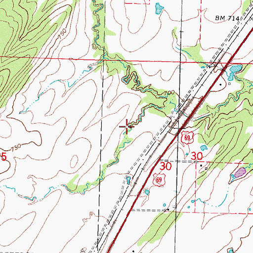 Topographic Map of Brushy Peaceable Creek Site 37 Reservoir, OK