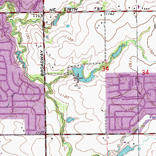 Topographic Map of Oknoname 17 Dam, OK