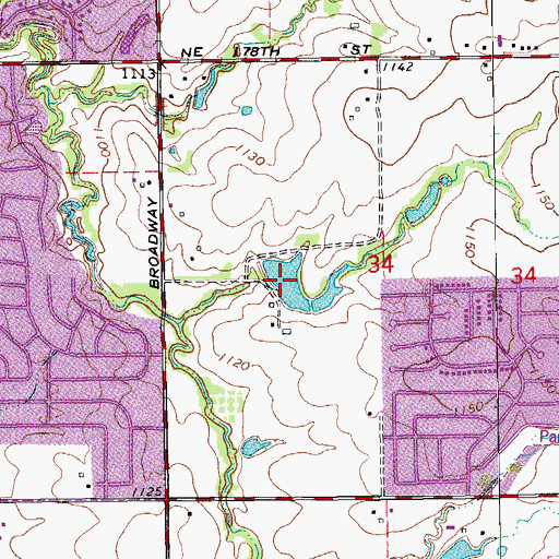 Topographic Map of Oknoname 17 Reservoir, OK