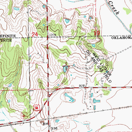 Topographic Map of Oknoname 15 Dam, OK