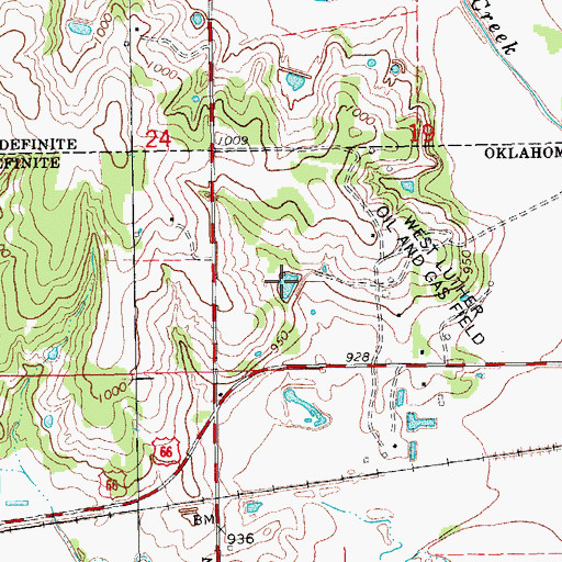 Topographic Map of Oknoname 15 Reservoir, OK