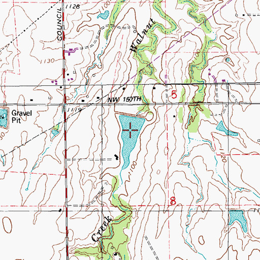 Topographic Map of Oknoname 11 Dam, OK