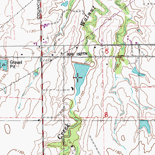 Topographic Map of Oknoname 11 Reservoir, OK