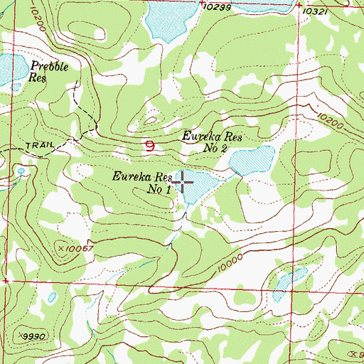Topographic Map of Eureka Reservoir Number 1, CO