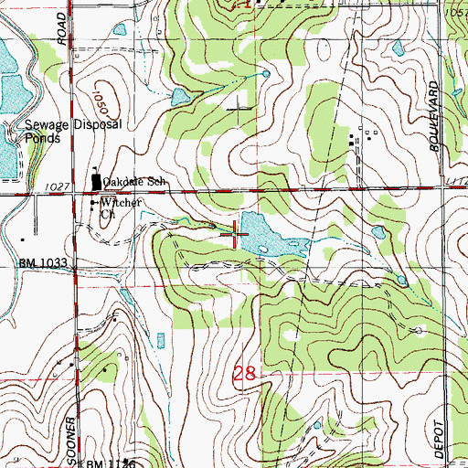Topographic Map of Masseys Dam, OK
