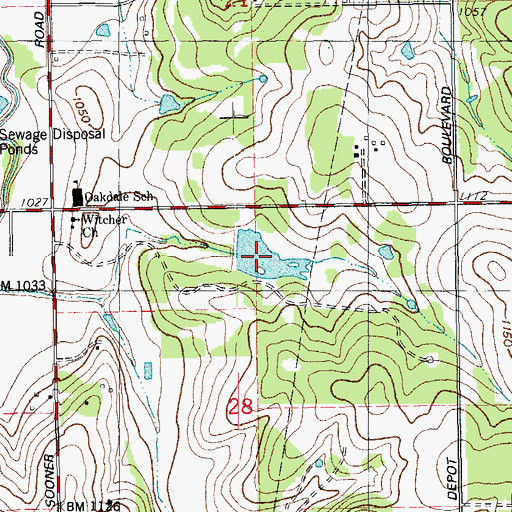 Topographic Map of Masseys Lake, OK