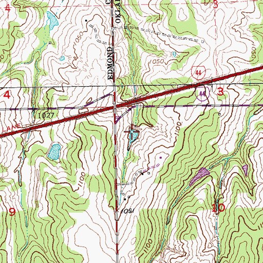 Topographic Map of Oknoname 7 Dam, OK