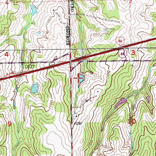 Topographic Map of Oknoname 7 Reservoir, OK