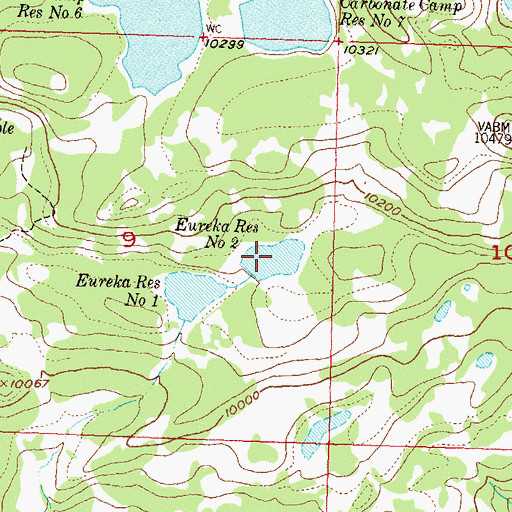 Topographic Map of Eureka Reservoir Number 2, CO