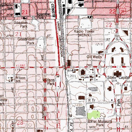 Topographic Map of Choctaw Sewage Lagoon, OK