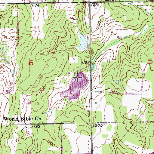 Topographic Map of Oknoname 6 Reservoir, OK