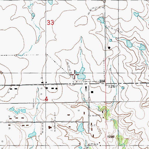 Topographic Map of Oknoname 5 Dam, OK