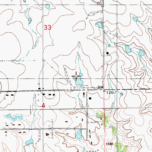 Topographic Map of Oknoname 5 Reservoir, OK