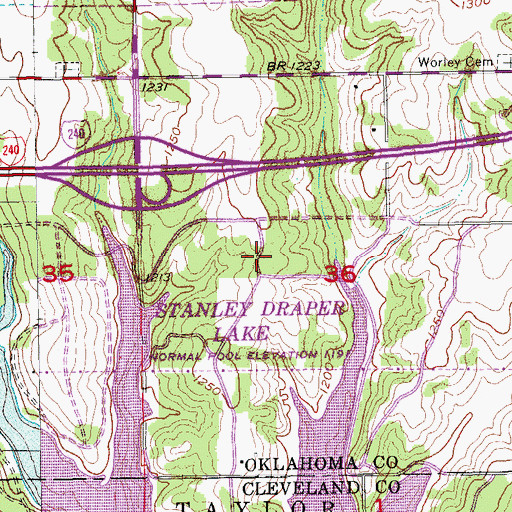 Topographic Map of Oknoname 4 Dam, OK