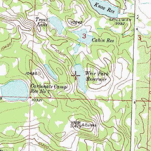 Topographic Map of Weir Park Reservoir, CO