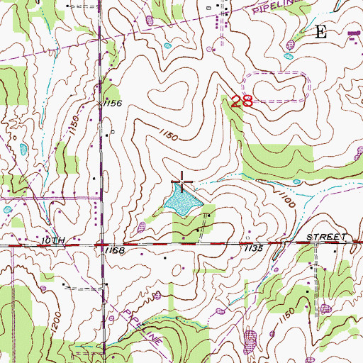 Topographic Map of Oknoname 2 Reservoir, OK