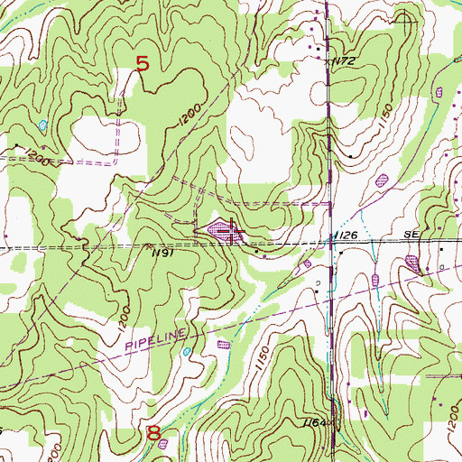 Topographic Map of Oknoname 1 Reservoir, OK