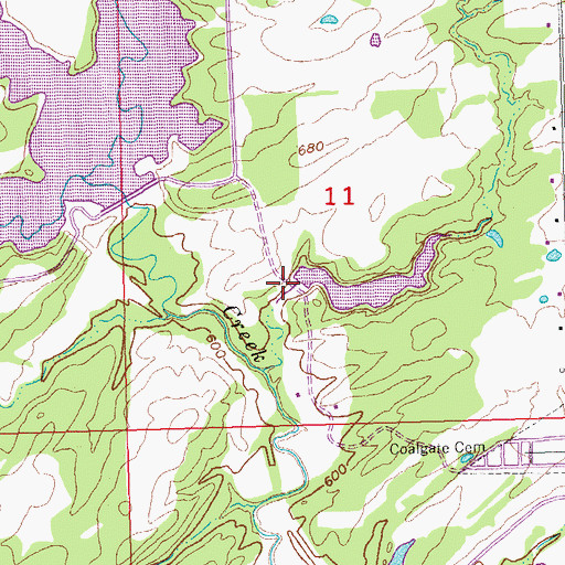 Topographic Map of Caney-Coon Creek Site 3 Dam, OK