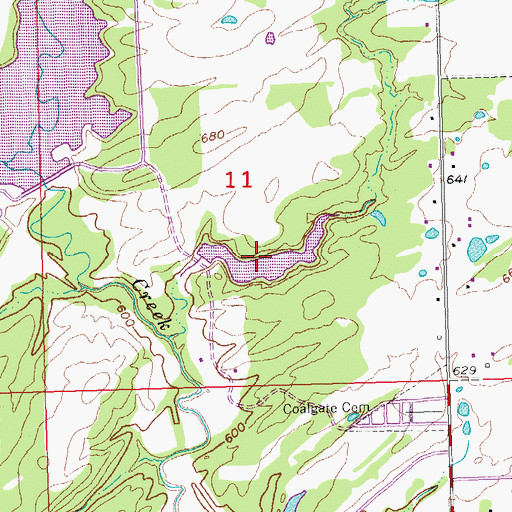 Topographic Map of Caney-Coon Creek Site 3 Reservoir, OK