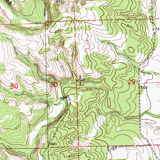 Topographic Map of Delaware Creek Site 14b Reservoir, OK