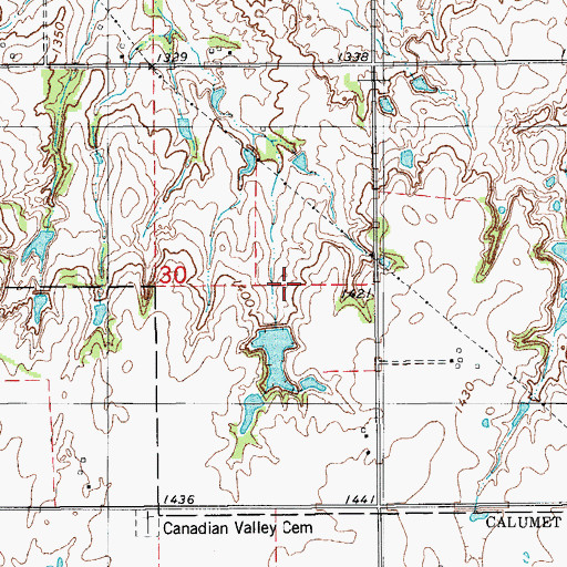 Topographic Map of Oknoname 8 Lake, OK