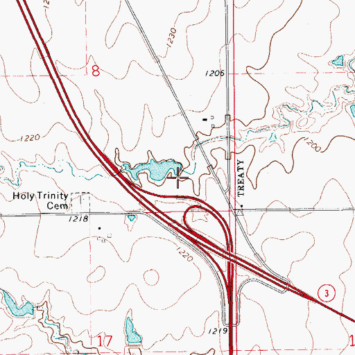 Topographic Map of Oknoname 017006 Dam, OK